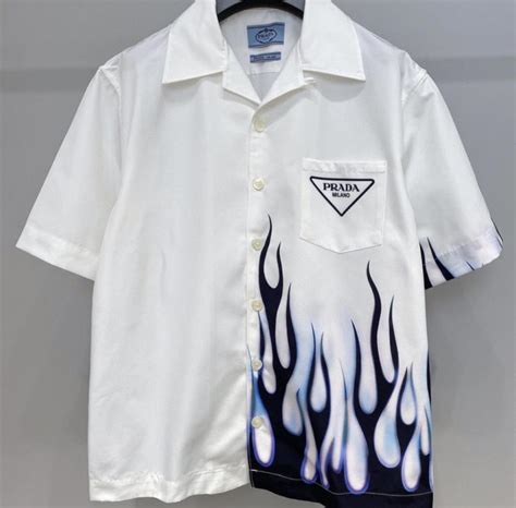 prada flame shirt sale|Prada shirt black cettire.